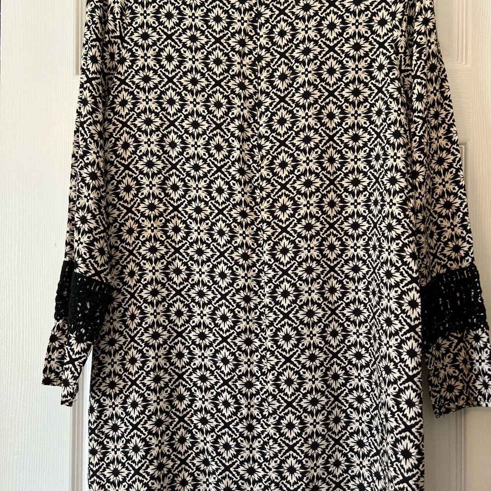 Vintage Dress mini black white Drop waist hip hugger size S - Picture 3 of 10